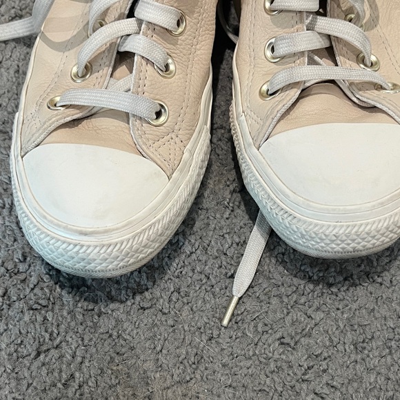Converse Cream High-Top Sneakers Beige Leather - Picture 3 of 6